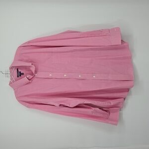 Croft Barrow Classic Fit Easy Care Pink Checkered Button Front Big Tall Sz 18.5